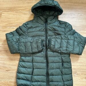 Wantdo Women’s Hooded Jacket Black Nylon Duck Down Puffer Lightweight Zip XS EUC